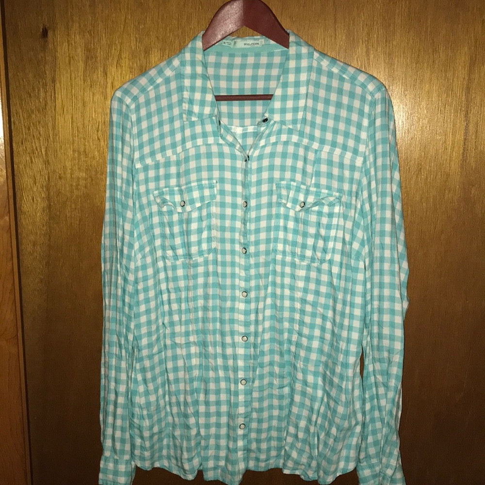 XXL Maurice’s teal gingham button down